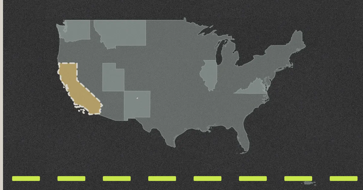 The United States drawn on a painted road: every place PEVRA has read, coloured by its verdict for electric unicycles on roads (Allowed, with conditions; Contested — the sources disagree; Not yet verified — help us)